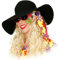Amakando Hippie Hut Maxi Hippiehut schwarz Damen Sommerhut 70er Jahre Schlapphut Karnevalskostüme Accessoires 60er Jahre Mottoparty Mütze Flower Power Partyhut