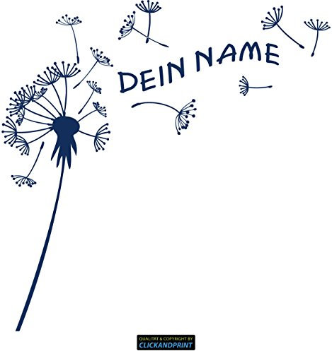 CLICKANDPRINT Aufkleber » Pusteblume mit Name, 30x29,7cm, Dunkelblau • Dekoaufkleber/Autoaufkleber/Sticker/Decal/Vinyl