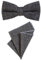 DonDon Herren Fliege 12 x 6 cm gebunden längenverstellbar und Einstecktuch 23 x 23 cm farblich passend aus Baumwolle dunkelgrau schwarz