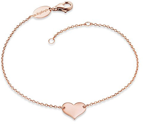 Engelsrufer Damen-Armband aus rosévergoldetem Sterling Silber mit Herz-Anhänger, 17 + 2 cm, nickelfrei
