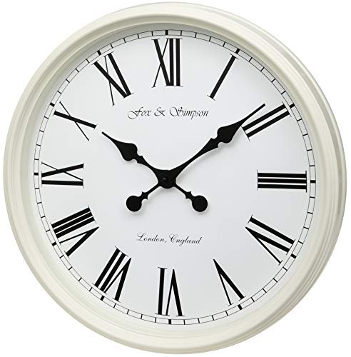 Fox and Simpson Grand Central Station Wanduhr, extragroß, 50 cm, cremefarben