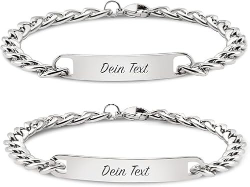 Personalisierte Partnerarmbänder Mit Gravur | Individuelles Namensarmband | Freundschaftsarmband Pärchen (2 Armbänder) (1 Armband)