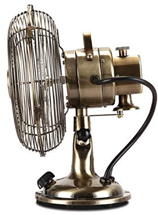 MU Hogar Salón Dormitorio Ventilador-Ventilador Mesa Retro Metal Bronce Mesa eléctrica Mini Nostálgico Compacto de Escritorio,Bronce,24 * 32cm