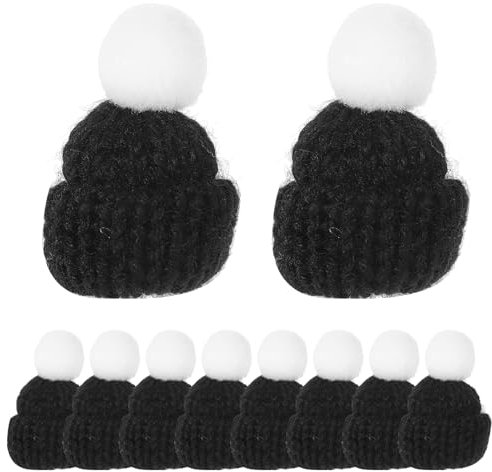 Amosfun 10pcs Weihnachten Mini mütze Anhänger Zubehör Dekoration Hüte Schmuck Knitting Hats Gehäkelt Strickmütze