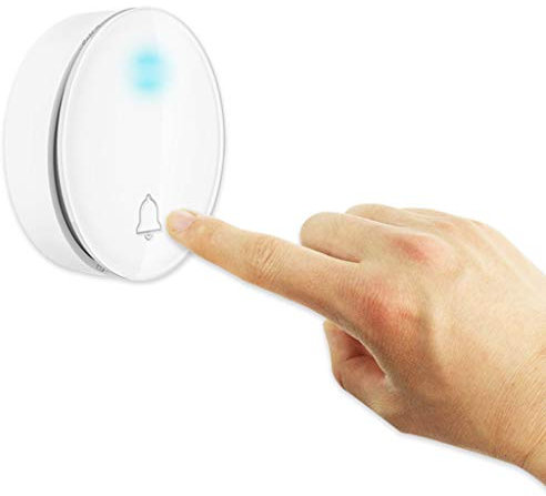 Self-Powered Doorbell, Wireless Doorbell No Battery Required Push Button Plug Through Cordless Door Chime at 262-feet Range with 38 Chimes 4-Level Volume LED Light