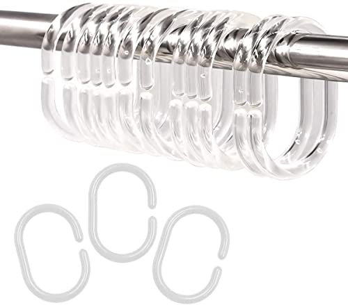 Duschvorhangringe aus Kunststoff, für Badezimmer, Dusche, Fenster, transparent, 24 Stück