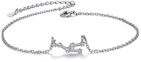 ChicSilver Silber Sternzeichen Fußkettchen Stier Anhänger 22cm Damenkette für Paar Pärchen