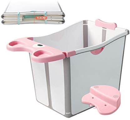WYY Erwachsene Faltbadewanne Faltbarer Baby-Badeeimer, Tragbarer Kinderpool für Zu Hause, Unabhängiger Neugeborenen-Badeeimer (Pink, Blau) Tragbare Badewanne (Color : Pink)