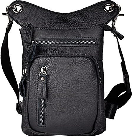 Leder Taille Pack Drop Leg Bag für Herren Damen Gürtel Bauchtasche Mehrzweck Motorrad Fahrrad Outdoor Sport Taktische Radfahren Reiten Wandern Camping Schwarz