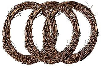 Betos Ghirlande natalizie in rattan naturale, 3 ghirlande di Natale per porta Hamg fai da te ghirlanda artificiale, perfette per esposizioni stagionali, decorare con pigne, bacche, rami, 10 cm