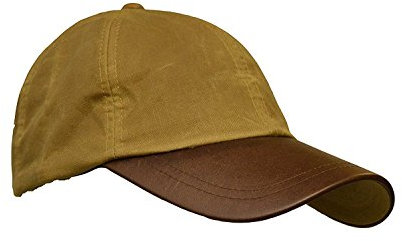 WALKER AND HAWKES Unisex Baseball-Kappe aus gewachster Baumwolle - Schirm aus Leder - Einheitsgröße Beige