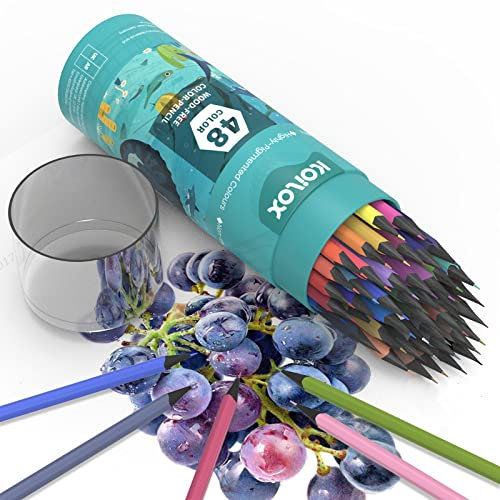 Koilox 48 farbenprächtige Bleistifte ölbasiertes radierbares Farbstift-Set, gespitzte Profi-Buntstifte für Erwachsene, Anfänger und Künstler, Kunstbedarf zum Malen, Skizzieren, Ausmalbücher