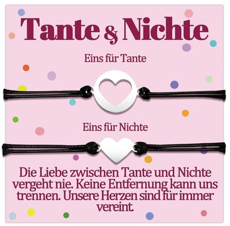 Temulnee Tante Nichte Armband Geschenke Tante und Nichte Armbänder für Tante von Nichte Geschenk zum Geburtstag Muttertag Weihnachten Geschenkideen Herz Schumuck Frauen Schmuckset für 2 Damen