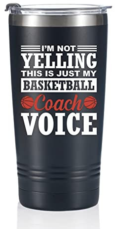 Onebttl Basketball Coach Gifts, Funny Gift Idea for Appreciation, Christmas, Birthday, 20oz Stainless Steel Insulated Travel Mug - I'm Not Yelling