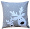 texpot Kissenhülle 40 x 40 cm mit Stickerei Lustiger Elch - hellgrau weiß - Weihnachten Winter Advent Kissenbezug