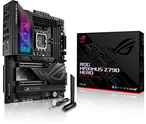 ASUS ROG Maximus Z790 Hero (WiFi 6E) LGA 1700(Intel®13th&12th Gen) ATX Gaming Motherboard(PCIe 5.0,DDR5,20+1power Stages,2.5Gb LAN, Bluetooth V5.2,2X Thunderbolt 4 Ports,5xM.2, Thunderbolt™ 4/USB4)