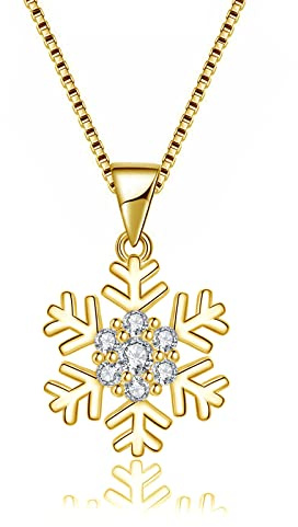 Josfeva Silber Weihnachten Schmuck Set Damen, 925 Silber Ohrringe Set | 45cm Silberkette mit Schneeflocke Anhänger & Schneeflocke Ohrhänger Schmuckset zum Winter, Kommt in Schmuck Geschenk Box