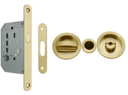 AZERODESIGN - Serrure de Porte Coulissante - Kit de Portes Coulissantes - Diamètre 56 mm Laiton