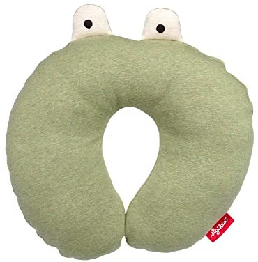 SIGIKID 39843 Nackenkissen Frosch, yellow für Mädchen und Jungen von 1 bis 8 Jahren, 25cm, Grün/Frosch