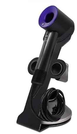 Luchs – Ständer für Dyson Supersonic Haartrockner Halterung Haartrockenhalter Organizer Fönhalter zum Abstellen (Schwarz mit Haken)