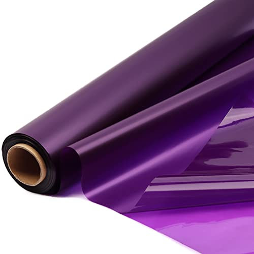 CMFYHM Violette Zellophanfolie, buntes Zellophan, 86 cm breitx30 m lang, durchscheinendes farbiges Zellophan-Geschenkpapier für Geschenkkörbe, Leckereien, Urlaub, Kunsthandwerk, Dekoration (Violett)