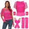WILDPARTY Vestiti Anni 80, Maglia Rete Donna, Magliette Fluo Top Canotta Donna Estiva, Guanti da Gamba, Guanti di Rete, anni '80 Accessori, Costumi di Rete Degli Shirt Neon