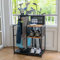 Teal Triangle Golf Storage Organizer for Garage - Golf Bag Stand for 1 Bag - Golf Club Holder Rack for Accessories - Freestanding Golf Bag Storage Rack for Home, Shed, Basement, or Sports Room