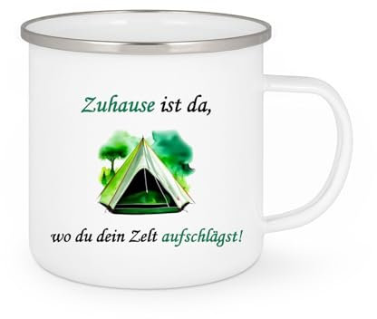 Dreambase Retro Enamel Mug, Gift Idea, Camping Camping, 300 ml (Home is where you hit your tent!)