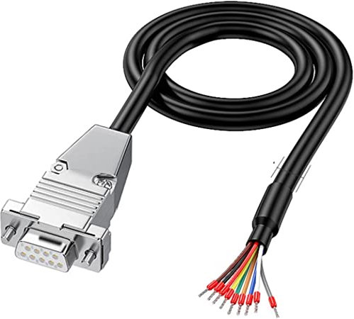 PENGLIN 2 Meters DB9 Weiblich RS232 9 Pins Serielles Verlängerungskabel, Metallgehäuse 9-Pin vergoldeter Stecker mit blankem Kabelende 26AWG(0.1281mm²)