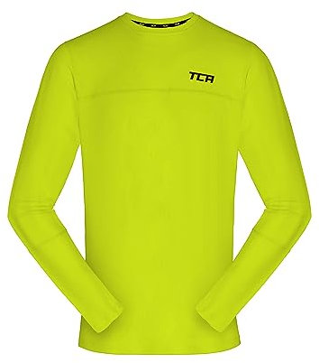 TCA Boys' Element Long Sleeve, Lightweight, Breathable Running Top - Kids Football Kit - Lime Punch, 10-12 Years