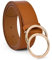 flintronic Damen Ledergürtel, Faux Leather Belt, Doppel O-Ring-Schnalle, Stilvoll Gürtel, Länge 105 CM, Breit 3.3 CM, für Jeans, Kleiderhosen Hosen Kleider, Braun