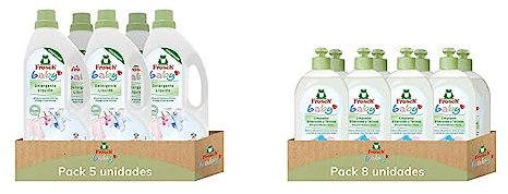 Frosch Baby - Detergente Líquido de Lavadora para Ropa de Bebé, Pack de 5 Unidades x 1.5 L & Baby - Limpiador de Biberones y Tetinas, Pack de 8 Unidades x 500 ml