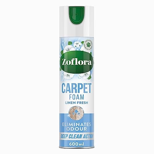 Zoflora Linen Fresh Carpet Freshener & Care Foam, Carpet Cleaner,Stain Remover Foam for Carpets and Upholstery, Neutralises Odours, Deep Cleans, Pet Safe, 1x 600 ml