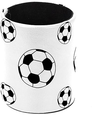 Eslifey Pot à crayons rond pour bureau, ballon de football noir et blanc, motif sport, pot à stylos, gobelet, pinceaux de maquillage, support d'affichage de bureau, organisateur de papeterie pour la