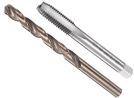 CoCud Taraud et Perceuse Mèche Ensemble, 3/8-18 UNF 2B Taraud Filetage 8.1mm Perceuse Diamètre, Machine Vis Taraud & Torsion Outil Trousse - (pour Taraudage Réparation), 1-Ensemble