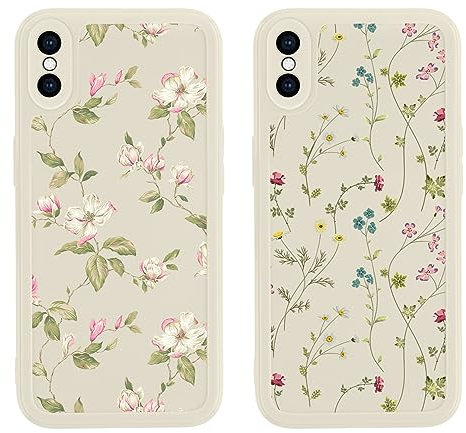 Yoedge 2 Stück Blumen HandyHülle für Apple iPhone XS Max Hülle Blume 6,5, Silikon Handy Hülle für iPhone XS Max Case 3D Flower Muster Aesthetic Mädchen Frauen Geschenk Schutzhülle Weiß Cover