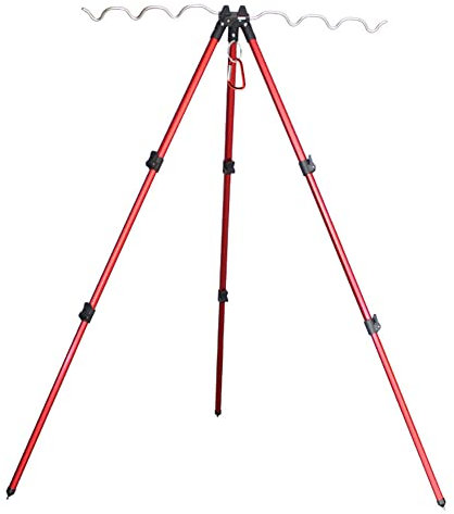 YUANGANG Trépied multifonction pour cannes à pêche, support de canne à pêche pliable en aluminium, rouge