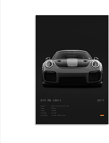 Auto-Poster 911 GT3RS, Rennwagen, Wandkunst, Vintage-Auto-Poster für Herren, Auto-Kunstdrucke, 911, Leinwand, gerahmt, ungerahmt, 30 x 45 cm