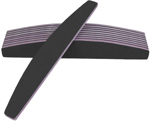 Red Ember Professional Nail Files | 12 Pcs Double Sided Emery Board | Nail Styling Tools for Natural, Gel, Acrylic Nails | Manicure & Pedicure Accessories | Coarse to Fine 100/180 (Black)