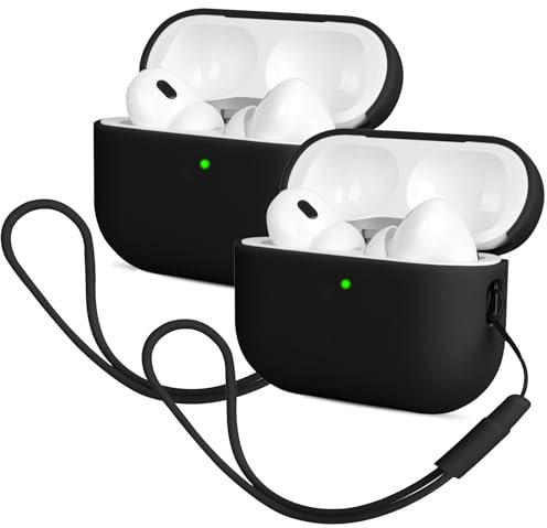 Kompatibel mit Airpods Pro 2 Generation Hülle 2022, Mocarheri Ultra-dünnes, Silikon Stoßfeste Weiches Schutzhülle für Airpods Pro 2, Voller Schutz für Airpods Pro 2, Schwarz (2Stück)