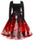 Halloween Kleid Damen Rotes Kleid Damen Klamotten Teenager Mädchen Herbstkleider Sweatkleid Damen Langarm Eiskunstlauf Kleid Mädchen Herbstkleid Damen Elegant Kleider Hochzeitsgast Damen (Wine, L)