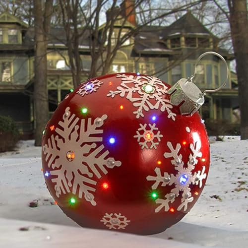 Boule Gonflable Noel Boule De Noël Gonflable Géante 60cm Boule De Noël Gonflable en PVC pour Décoration Extérieur Grandes Boules De Noël Ornements pour Mariage Festival Cour Pelouse Patio (D)
