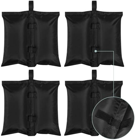 WOLTU Set of 4 Sandbags, Gazebo Weights Small Sand Bags, Weighted Sandbags for Gazebo Weight Bags for Pop-up Tents Parasols, 7kg Load, Black
