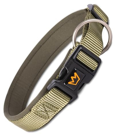 Rudelkönig Hundehalsband Bella - Verstellbares Halsband Hund aus Nylon - Hundehalsband große Hunde in Khaki