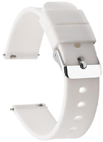 NTEK Silicone Rubber Watch Bands, Quick Release Sport Watch Replacement Straps, Universal Smart Watch Band, Buckle Watchbands Wrist Straps for Men Women (22 MM, WHITE)