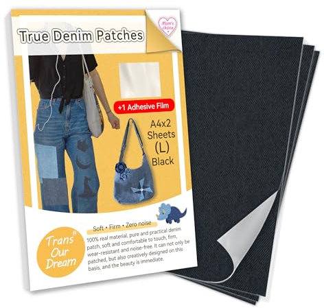 TransOurDream Iron On Patches for Clothes, Denim Repair Patches for Clothing, A4 2 Sheets Black Iron-on Repair Inside for Jacket Jeans and Clothing Repair(Patch-L-B)