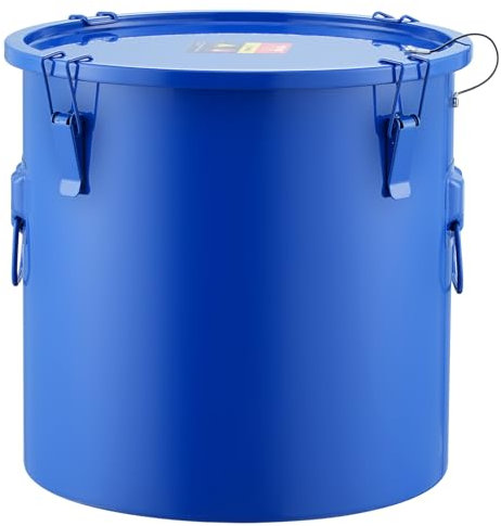 VEVOR Secchio per Grasso per Friggitrice, 10 Gal Secchio per Olio per Friggitrice in Acciaio al Carbonio Coperchio, Clip Chiusura, Sacchetto Filtro per Il Filtraggio dell'Olio da Cucina Caldo, Blu