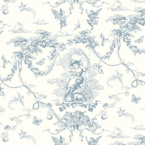 Timeet Selbstklebende Tapete Blau 41x300cm Amor Gemälde Möbelfolie Selbstklebend Klebefolie Vinyl Wasserdicht Klebetapete Wandpapier für Schlafzimmer Wohnzimmer Küche Wände Regale Möbel