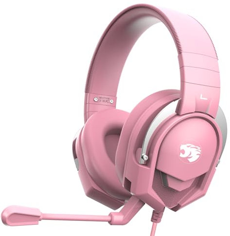 IMYB A88 Casque de jeu avec microphone, casque stéréo filaire antibruit avec micro pour PC, PS5, Xbox One Series X/s, PS4, ordinateur, ordinateur portable, Mac, Nintendo, Gamer (rose)
