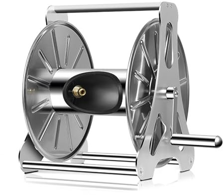 Carrello avvolgitubo da giardino in acciaio inox, portatile, per irrigazione auto, per irrigazione di piante e prati, capacità di 1,3 m